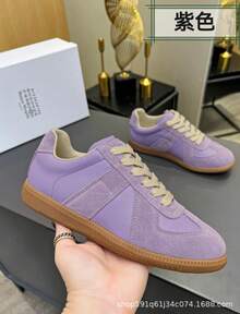 Zapatos casuales unisex, talla 36-45, zapatos casuales de mujer y zapatos deportivos de hombre, zapatos planos de suela blanda con cordones, zapatos cómodos y livianos de hombre para uso diario, de corte bajo,,,,,Zapatillas de entrenamiento retro alemanas 2026, nuevas zapatillas blancas de cuero genuino para hombre, con cordones, punta redonda, suela plana, zapatillas deportivas casuales para parejas. - Morado - Ver 2