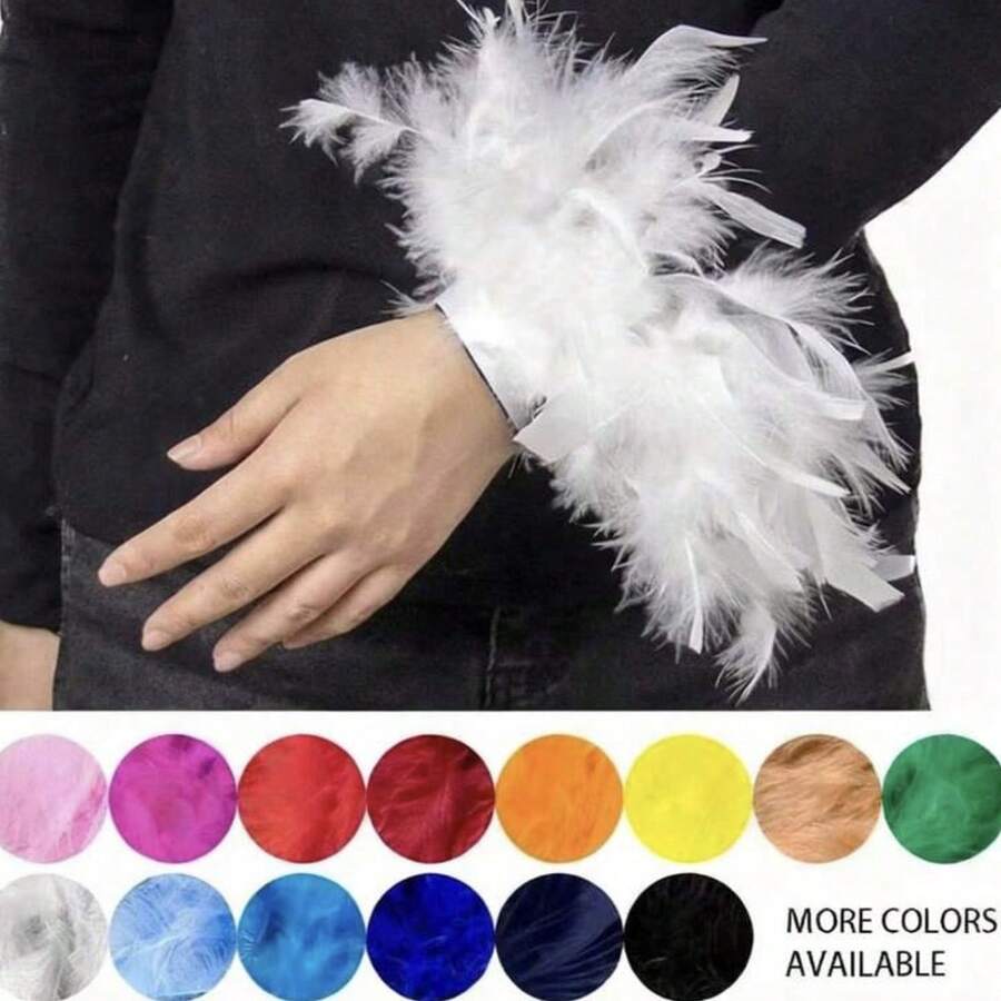 Guantes de encaje con plumas falsas y brazalete con cisne para mujer, accesorio de disfraz de Halloween - Multicolor - Ver 1