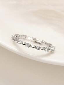 1pc Elegant Cubic Zirconia Ring For Women, Suitable For Wedding, Engagement, Jewelry Gift - Silver - View 14