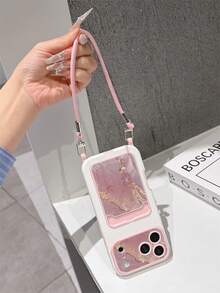 Funda de teléfono a prueba de golpes con ranura para tarjeta, material de TPU, con patrón de mármol, adecuada como regalo de vacaciones, compatible con Apple 11 12 13 14 15 16 Pro/Pro Max/14 15 16/17, unisex - Multicolor - Ver 2