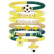 2026 World Soccer Cup Stretch Beaded Bracelets Soccer Gifts Football Charm Game Day Fan Bracelets Stackable Sports Jewelry For USA Mexico Canada Argentina Brazil Fans Gifts For Women Men - Yellow - View 10