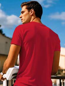 Red Short-Sleeved T-Shirt With Valentine's Day Heart Print, Valentine's Day Gift, Local Delivery, Pure Cotton, Comfortable And Casual Style, Gift For Girlfriend Or Mother, Funny T-Shirt For Women, 100% Cotton. - 紅色 - 查看 4