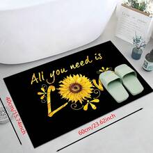 1pc Sunflower Pattern Printed Doormat, Silica Gel Kitchen Carpet, Kitchen Mat, Rug, Easy To Clean, Rectangular Printed, Suitable For Living Room, Bedroom, Hallway, Bathroom, Laundry Room - Polyester Carpet, Suitable For Indoor And Outdoor Home Decor - Multicolor - View 17