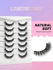 7 Pairs Mkhlina Natural Look False Eyelashes - Soft, Lightweight, Fluffy & Delicate Lashes Suitable For Daily Makeup - Fluffy Lashes - View 5