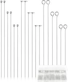 FIVEIZERO 900 PCS Eye Pins And Flat Head Pins For Jewelry Making, Metal Eyepins, Headpins &Amp; Ball Head Pins For DIY Earrings, Necklaces, Bracelets, Pendants, 1.2", 1.6", 2",Silver - ColorC - View 1