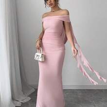 . .  Vestido de sirena de unicolor elegante con hombros descubiertos para mujer - verde menta - Ver 7