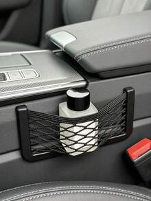 1pc Black Storage Net Bag, Car Seat Storage Net, Center Console Storage Net, Auto Accessories - Storage Net - View 2