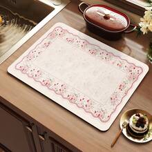 1pc Spring Floral Pattern Kitchen Countertop Mat, Washing Machine & Dryer Top Protective Pad, Diatomite, Washing Machine Dust Cover, Kitchen Accessories, Anti-Slip, Suitable For Laundry Room, Bathroom, Home & Room Decor - Spring Flowers - View 3