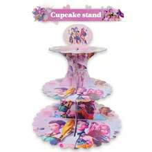 1pc Trending Witch Hunter Theme DIY Tiered Cake Stands, Stylish Dessert Ornaments Suitable For K-Pop Fan Gathering Birthday Events - Multicolor - View 4
