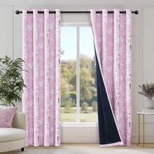 1 pièce Rideau occultant à fleurs roses, convient pour la chambre à coucher, le salon, isolation thermique - Rose bonbon - Voir 5