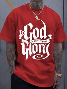 Men's Short-Sleeved T-Shirt, Casual Sporty Style, With Modern Prints, Stretchy And Comfortable, Suitable For Sports, Travel And Everyday Leisure Time - Regular Fit, Round Neck, Knit Fabric, Printed T-Shirt, Comfortable Fit, Plus Size. - 紅色 - 查看 6