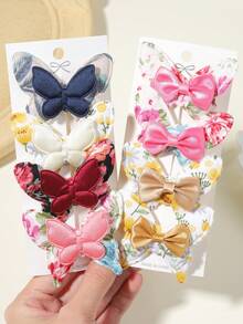 4pcs Mixed Floral & Bow Hair Clips Set, Countryside Style, Suitable For Party/Holiday/Daily Wear - Mixed color - View 11
