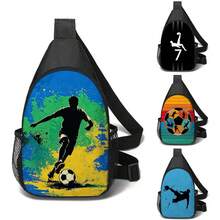 Soccer Player Silhouette Crossbody Bag, Boy's Football Shoulder Bag, Lightweight Adjustable Strap Bag, Pouch Bag, Very Suitable For Boys And Football Fans, Students Outdoor Travel Gym, Theme Park Visits, And Holiday Travels. Convenient For Carrying Snacks. - Multicolor - View 2