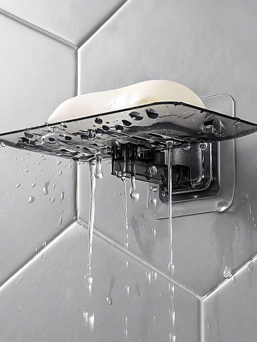 Crystal Style Wall-Mounted Soap Dish With Drainage Function, No-Drill Bathroom Soap Storage Rack, Essential Decor Accessory For Hotel, Dormitory, Washroom, Bathroom And Home Back To School Season