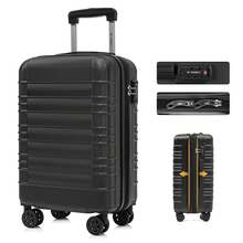 YONSLY Maleta Rígida Expandible 16/20/24/28 Pulgadas S/M/L/XL con Cerradura TSA 4 Ruedas Silenciosas 360° Cremallera YKK de Doble Reparación Bolsillo de Malla Maleta de Viaje para Vacaciones - Negro - Ver 13