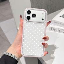 時尚對比色 2-In-1 粉色貝殼白色波點 TPU 防震保護手機殼，適用於 Apple 機型，適合作為情侶、女朋友、女兒、男朋友、女朋友、青少年的生日和聖誕禮物 - 彩色 - 查看 2