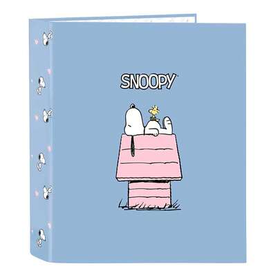 Safta | Folder Folio Snoopy 4 Round Rings 40 Mm 27 X 33 X 6 Cm (5.3 Liters), Wide Spine 60 Mm, Hard Cover Lined, Durable School Binder For Back To School, Organization Of Notes And Documents
