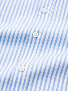 Officeau Men's Striped Single-Breasted Casual Commute Travel Shirt - Baby Blue - View 5