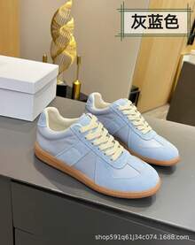 Zapatos casuales unisex, talla 36-45, zapatos casuales de mujer y zapatos deportivos de hombre, zapatos planos de suela blanda con cordones, zapatos cómodos y livianos de hombre para uso diario, de corte bajo,,,,,Zapatillas de entrenamiento retro alemanas 2026, nuevas zapatillas blancas de cuero genuino para hombre, con cordones, punta redonda, suela plana, zapatillas deportivas casuales para parejas. - azul grisáceo - Ver 13