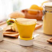 House Pour Over Coffee Dripper - Lead- Cadmium-Ceramic Coffee Maker With Elegant Peek Hole, Drip Cone Brewer Coffee Brewing Accessories - Yellow Pepper, Standard Size - Yellow Pepper - View 4