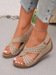 Sandalias de plataforma de verano para mujer, nuevas, cómodas y sin fatiga, minimalistas, ligeras, elegantes y adecuadas para bodas, fiestas y uso diario, con suelas hechas a mano - Beis - Ver 3