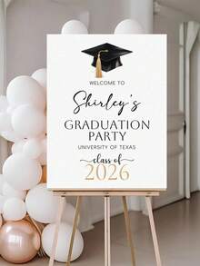 Cartel de Bienvenida de Graduación Personalizado con Foto Personalizada, Nombre, Escuela y Año de Graduación - Cartel de Fiesta de Graduación Personalizado para Graduado 2026, Decoración de Graduación - Multicolor - Ver 8