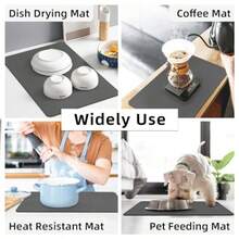 LOPNUR - Tapete de secado de platos de cocina, 24 x 16 pulgadas, tapete grande para secar platos para mostrador de cocina, almohadilla de secado de platos súper absorbente, tapete de café de - Gris - Ver 7