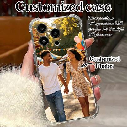 1pc Customized Phone Case With Personalized Couple/Parent-Child/Pet Photo, High-Definition UV Printing, Transparent Four-Corner Anti-Fall Lens Protection Phone Protective Case, Compatible With IPhone 17 Pro Max/ 16 Pro Max/16 Pro/15 Pro Max/14 Pro Max/13 Pro Max/A13/A14/A15/A52/A54/A55/ A18/ A58/S Ultra/S24 Ultra/A52S/A05 Suitable For Easter/Valentine's Day/Daily Use And Anniversary Gifts