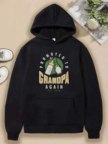 Compatible With 1 Men's Heavyweight Hoodie - Indigenous Inspired Graphic Print With Feather Design, Black With Red And White Lettering, Front Pocket, Regular Fit, Casual Outdoor Sweatshirt_089 - Black 17 - View 7
