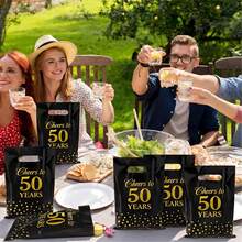 10/20/50pcs Black & Gold 50th Anniversary Gift Bags - 50th Birthday Party Unisex Gift Bags With Handles, 50th Birthday Decoration - Age - View 5
