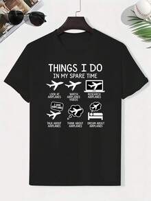 Boys' Graphic Print Cotton T-Shirt, Creative Kids' T-Shirt, Lightweight And Comfortable Short Sleeve Casual T-Shirt, Summer Clothes For Children - 黑色 - 查看 6