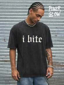 Camiseta Gráfica I Bite, Camiseta Lavada, Regalos Navideños, Camisetas Gráficas Y2K para Hombre, Camisetas Vintage Lavadas Estilo Urbano, Camisetas de Algodón de 230G, 100% Algodón Puro, Camisetas Gráficas Unisex, Camisetas para Halloween y Regreso a Clases N0FD - Negro - Ver 2