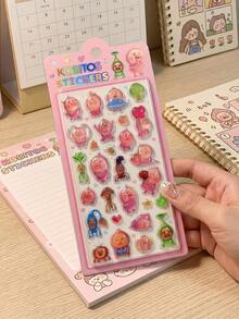 1pc Cute 3D Decorative Sticker Toy, DIY Phone Decor For Girls, Embossed Crystal Children Jewel Stickers, Handmade Decorative Educational Reward Stickers, Suitable For Students And Kids, DIY Stickers, New Year Gift, Valentine's Day Gift, Easter Gift (Random Style) - Multicolor - View 5