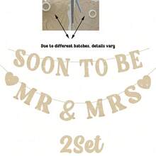 Soon To Be Mr & Mrs Banner, Suitable For Bridal Shower Decor, Pre-Wedding Gold Glitter Decoration, Bachelorette Party, Engagement Celebration - Soon to Be Mr & Mrs. Laqi - View 14