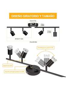 Black Track-Type Ceiling Spotlight With Rotating Head (Bulb Not Included) - Black - View 3