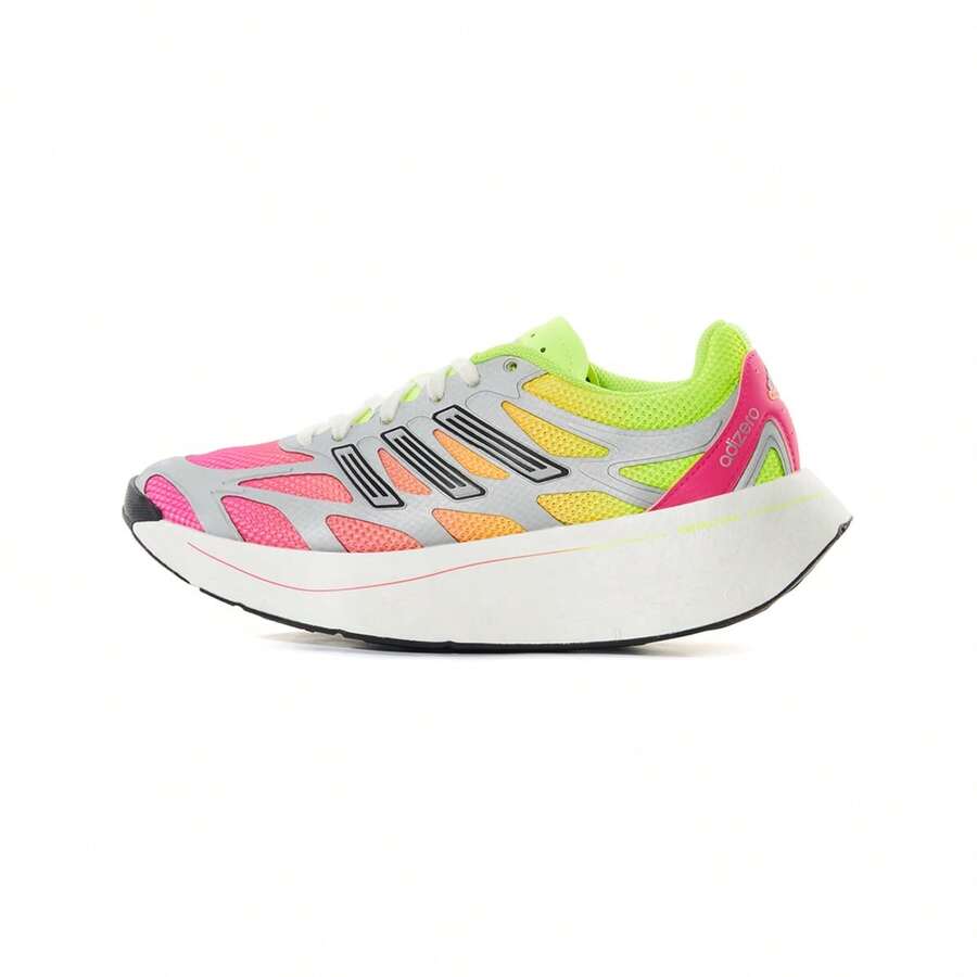 Adidas 春/夏款女款網布厚底休閒運動鞋 馬卡龍色健身訓練跑步鞋 JR6175 - 亮粉/亮黃螢光/亮粉 - 查看 1