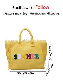 Canvas Tote Bag Large Capacity Handbag With Tassel Commuter Shoulder Bag - Multicolor - View 11