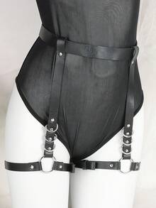 European And American Punk Style Leather Body Harness, Sexy Garter Belt, Adjustable Versatile Body Jewelry - A - View 2