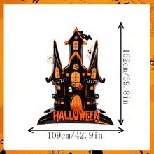 60 Inch Standing Halloween Castle Foil Balloon - Ghost, Bat, Pumpkin, Skeleton Design, Black And Orange Design, No Assembly Required, Indoor/Outdoor Use, Halloween Decoration, Spooky Atmosphere Decor - Halloween Castle - View 3