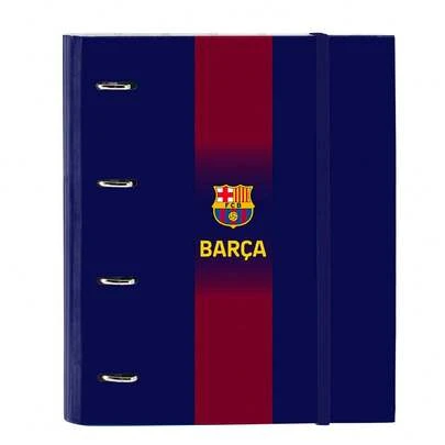 Safta | Folder Folio FC Barcelona 1st Team 25/26 4 Round Rings 35 Mm With Refill 100 Sheets A4 27 X 32 X 3.5 Cm (3 Liters), Hard Covered, Elastic Closure, Dividers And 5x5 Grid