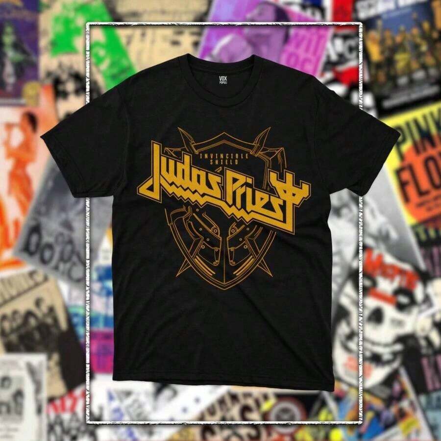 JUDAS SHIELD T-Shirt With A Rap-Inspired Print, Loose Fit, Streetwear Style, Suitable As A Gift. Women's T-Shirt. Elegant Blouses. Boho Chic. Soft, Breathable, And Comfortable Women's Top, Ideal For Spring, Summer, And Fall, Perfect For Vacations, Travel, And Everyday Wear. - 黑色 - 查看 1