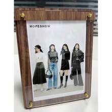 2 Pcs Walnut Grain Pattern Brown L Holder, Classic Gold Screw Removable Frame, Menu Stand, Desktop Photo Frame,Tabletop Display Holder Transparent, Acrylic Price List, Restaurant Price Tag , Table Card Stand For Food Shop Coffee Store Supermarket - 2 Packs - View 3