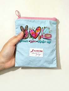 Sac cosmétique portable imprimé avec motif Paix Amour Art, organisateur de maquillage, trousse de premiers soins, porte-monnaie, convient pour un usage quotidien/extérieur/voyage, organisateur de cosmétiques de voyage, rangement pour médicaments, cosmétiques, téléphones et autres petits articles, accessoire de voyage, cadeau de Noël, sac cadeau personnalisé, petit échange de cadeaux, décoration de chambre - Multicolore - Voir 13