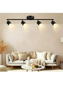 Black Track-Type Ceiling Spotlight With Rotating Head (Bulb Not Included) - Black - View 5