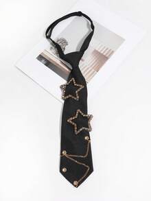 1 pieza Bufanda de unicolor con cadena de strass con diseño de estrella para mujer, de diseño exclusivo y versátil para la escuela, la calle y el uso diario - Multicolor - Ver 10