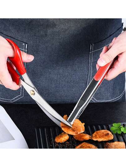 9.5 Inch Stainless Steel Multi-Purpose Kitchen Scissors, Suitable For Cutting Chicken, Vegetables, Roast Meat, Steak, Red/Black