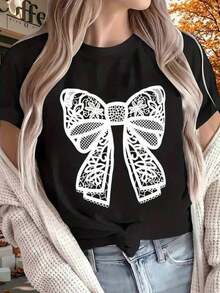 1 Pc 100% Premium Cotton 180g. Special Offer! T-Shirt. Charming Camisole With Embroidered Bow Design, Casual Chic Style, Ideal For Informal Outings, Practical And Comfortable, Available In Black, Perfect For Autumn, With Sizes From S To XL, Women's Fashion, Popular In Urban Fashion. Unisex Streetwear Camisole Ideal For Concerts And Gifts 180g 100% Cotton - 黑色 - 查看 1