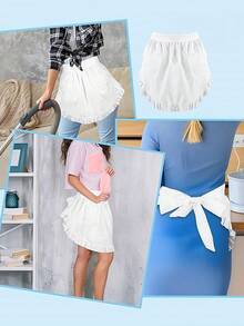 1 pieza/2 piezas Delantal de mujer con corbata, bolsillos, estilo vintage con volantes, delantal lindo para cocinar, mesera, empleada doméstica, uso en el hogar - Multicolor - Ver 8