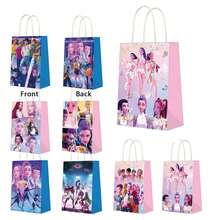 6個 K-POP D-Emon H-Unters 主題派對紙袋，卡通角色印花禮品袋，粉絲生日派對贈品袋 - 彩色 - 查看 6