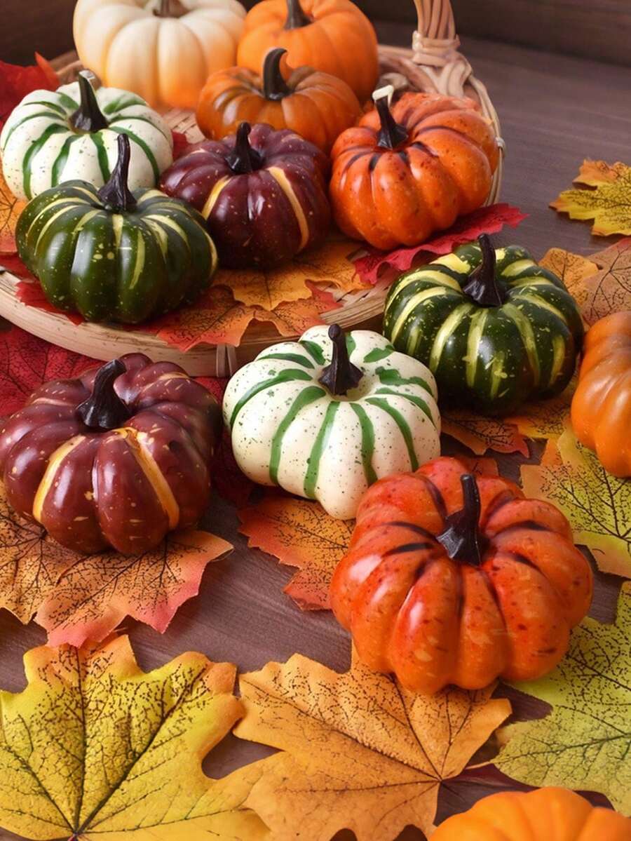 10/5/1pc-Mixed Artificial Pumpkin Set,Realistic Mini Foam Pumpkins,Suitable For Thanksgiving Autumn Harvest Decoration,Autumn Theme Table Centerpiece,Rustic Farmhouse Home Decor,Suitable For Halloween Party And Photography Props - Multicolor - View 1